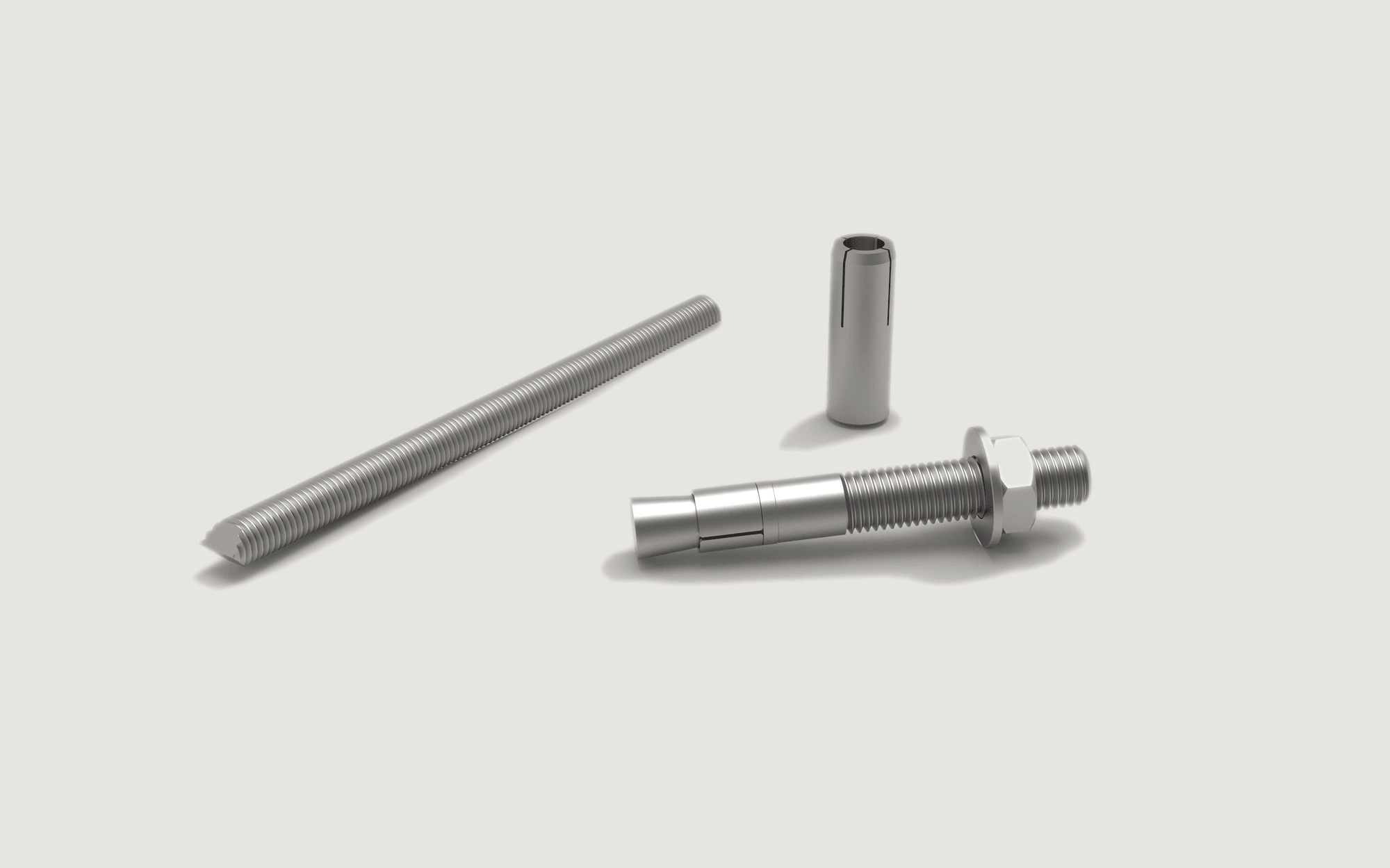 Post-install anchor with wedge and threaded rod components