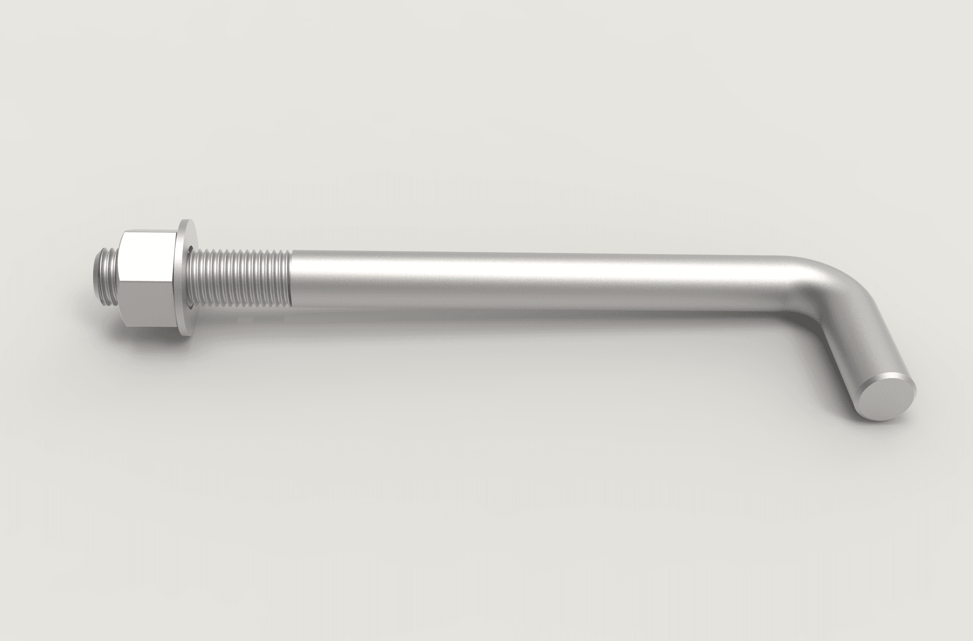 L-bent anchor rod with heavy hex nut and washer