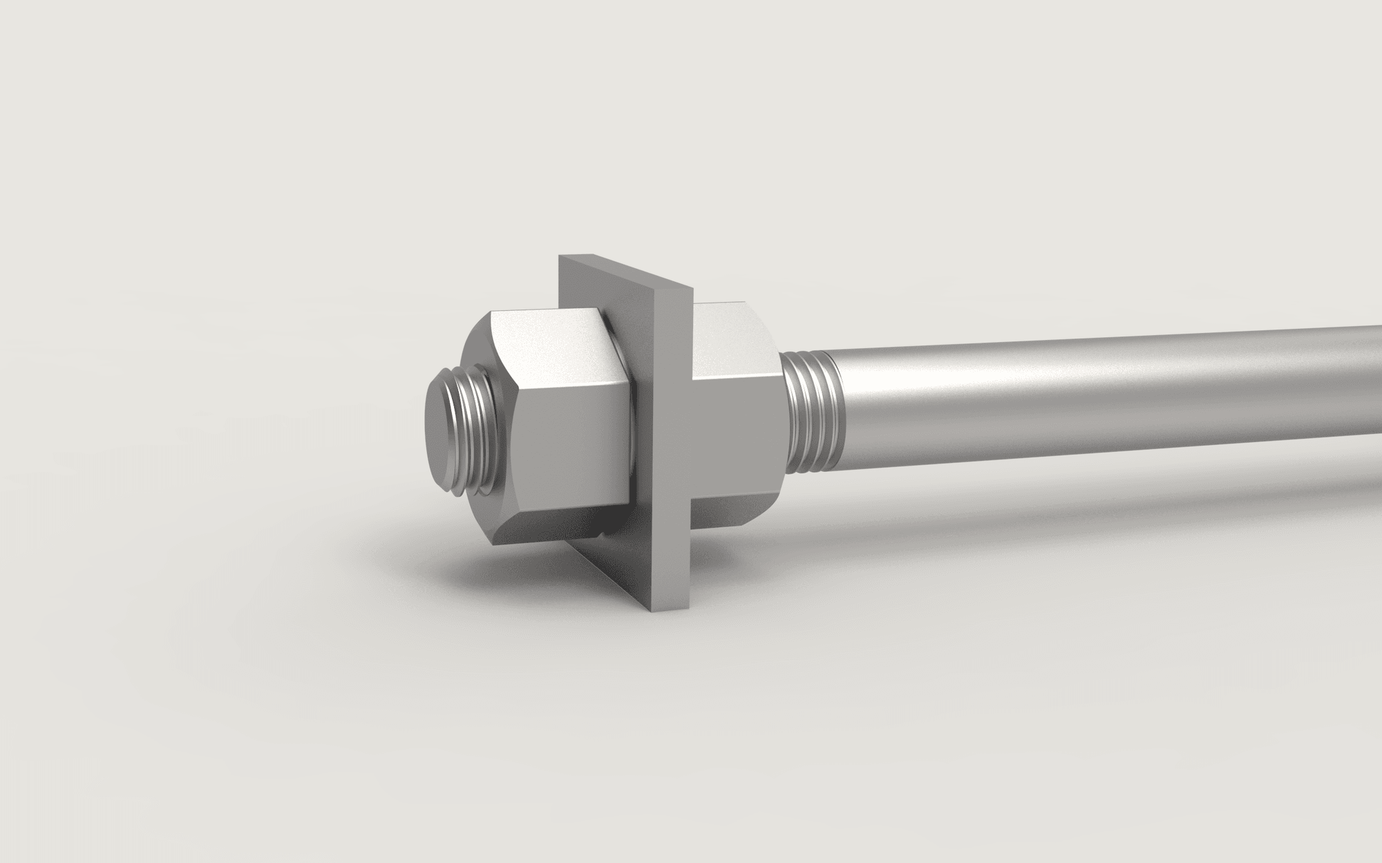 F1554 anchor rod with heavy hex nut and square plate washer, head end