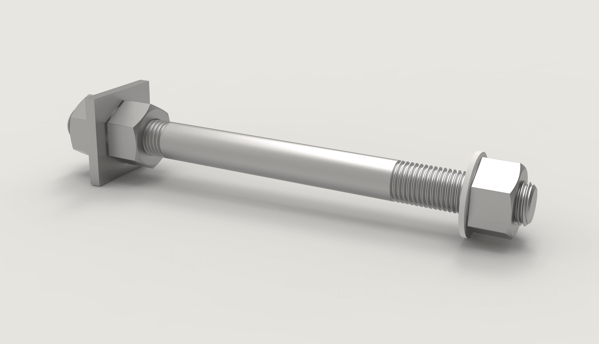 F1554 anchor rod assembly with hex nuts and square plate washers
