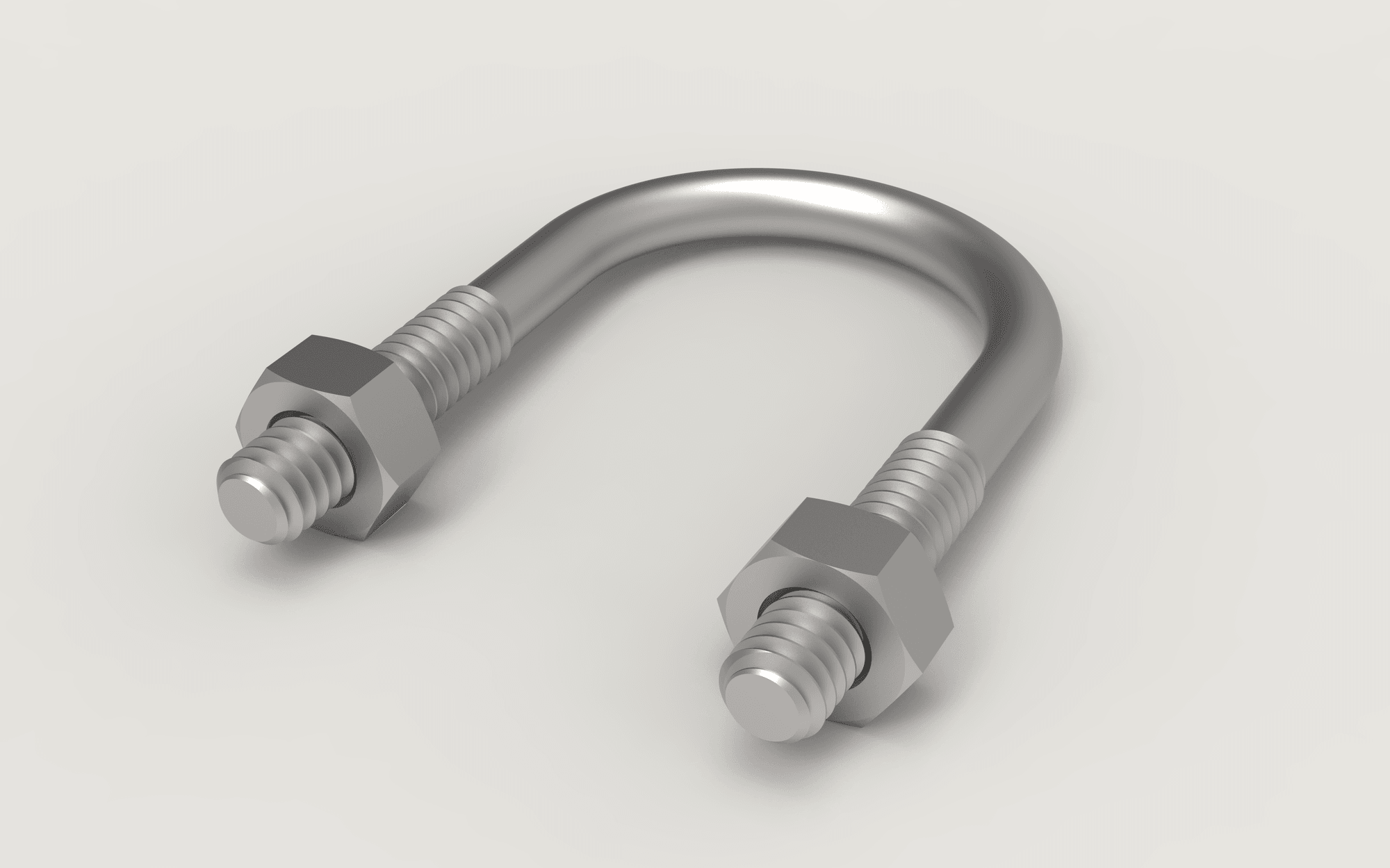 Round-bend U-bolt with hex nuts